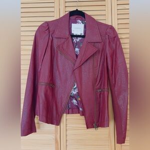 Anthropologie Burgundy Leather Jacket